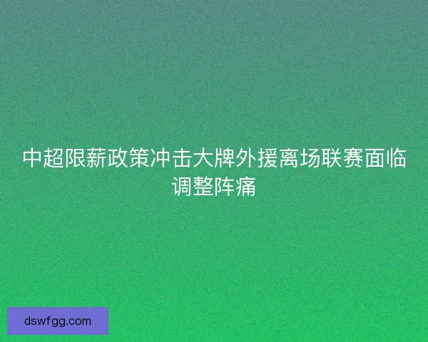 中超限薪政策冲击大牌外援离场联赛面临调整阵痛
