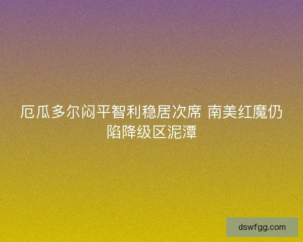 厄瓜多尔闷平智利稳居次席 南美红魔仍陷降级区泥潭